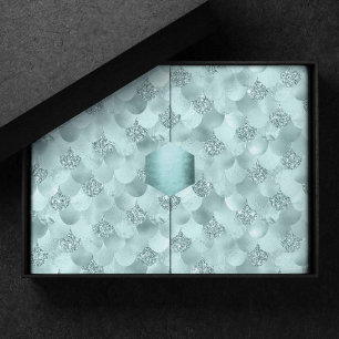 Papel De Seda Escala de Luxo Sereia Seafoam Mint Green Aqua Sh
