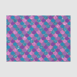 Papel De Seda Escalas púrpura e sereia azuis, cor-de-rosa, brilh
