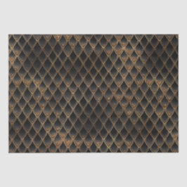 Papel De Seda Escamas de Dragão Brilhantes Preto e Dourado