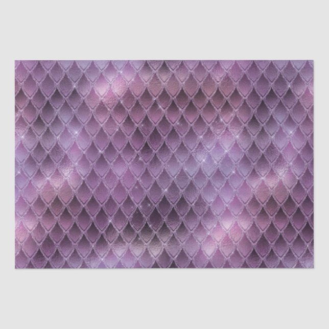 Papel De Seda Escamas de Dragão com Brilho e Ombre Roxo (Frente )