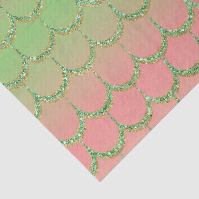 Papel De Seda Escamas de Sereia de Conto de Fadas Gradiente Past (Detalhes)