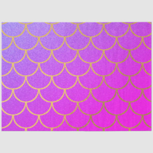 Papel De Seda Escamas de Sereia Douradas Brilho Rosa Roxo