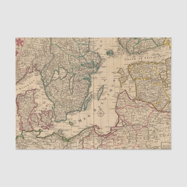 Papel De Seda Escandinávia, mar Báltico, suecia, Dinamarca (Frente )
