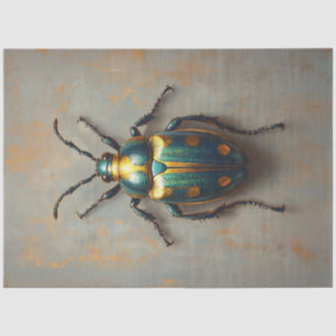 Papel De Seda Escaravelho Metálico Emerald Verde e Dourada Decou