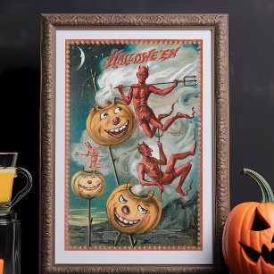 Papel De Seda Escaravelhos Vintage Halloween Devils e Jack-O-Lan