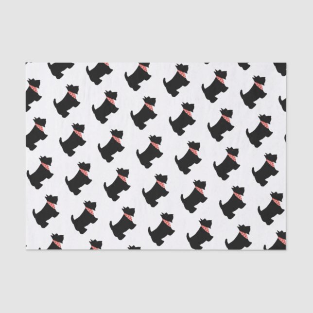 Papel De Seda Escocês Terrier Black Scottie Dog Red Scarf (Frente )