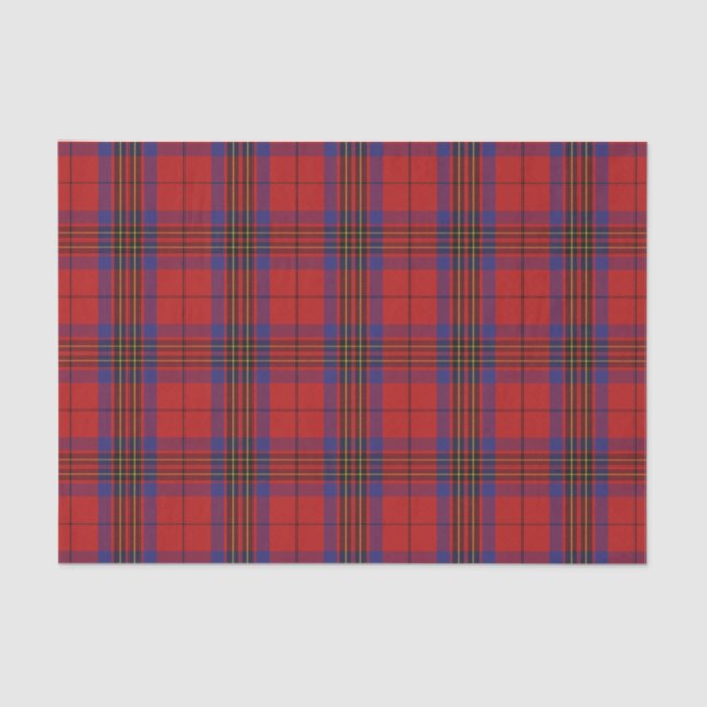 Papel De Seda Escoceses Clan Leslie Red e Blue Tartan (Frente )