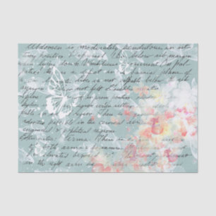 Papel De Seda Escrevendo de borboletas e flores
