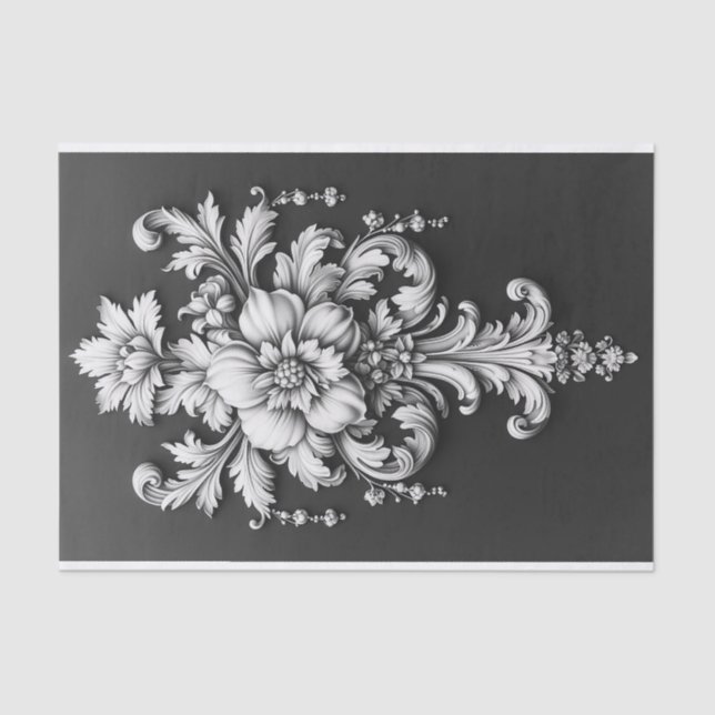 Papel De Seda Escrolagem Floral Elegante (Frente )