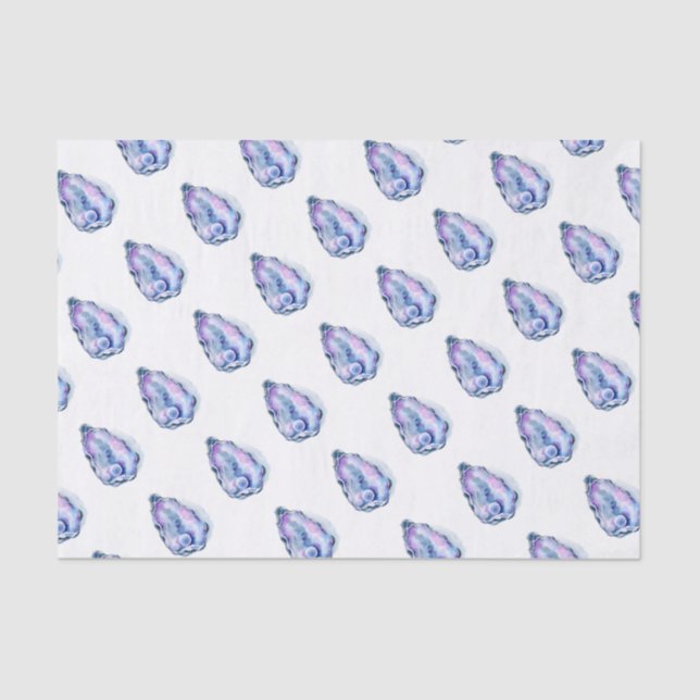 Papel De Seda Escudo de ostra da aguarela com pérola (Frente )