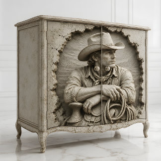 Papel De Seda Escultura de parede ocidental de cowboy de pedra 3