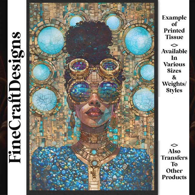 Papel De Seda Escuro da Descoberta Pele Azul Mulher Faux Mosaico (Criador carregado)