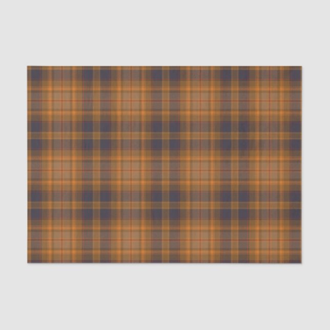 Papel De Seda Escuro | xadrez de tartan laranja (Frente )