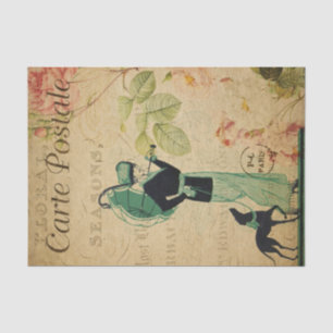 Papel De Seda Esfêmera Francesa Lady Whippet Dog Dissociação Flo