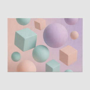 Papel De Seda Esferas Geométricas Pastel Cubos