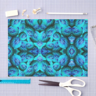 Papel De Seda Esferas turquesa e azul em óptica 3D