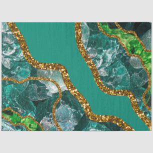 Papel De Seda Esmeralda Verde & Glitter de Grelha de Agato Doura