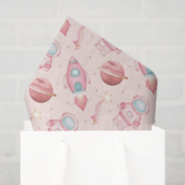 Papel De Seda Espaço de Meninas Aniversário Astronauta Rosa