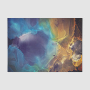 Papel De Seda Espaço Nebula azul Amarelo Álcool Arte