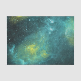 Papel De Seda Espaço Verde Amarelo Aquarela Estrela Nebulosa Uni