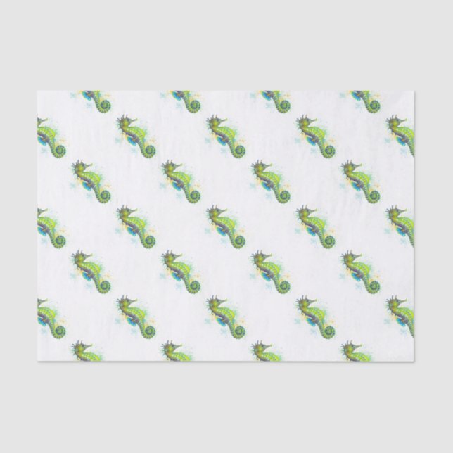 Papel De Seda Espalho verde-amarelo do cavalo-marinho (Frente )