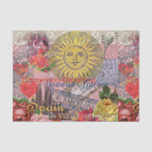 Papel De Seda Espanha Vintage Sol Viagem Colagem Retro Europa