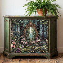 Papel De Seda Espelho Ornamentado a Ouro Portal da Floresta Míst