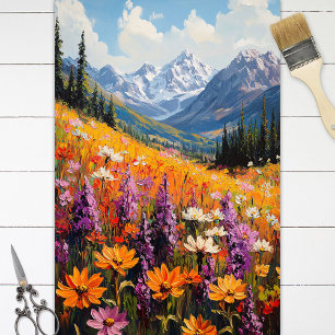 Papel De Seda Espinhaços Cênicos Flores Selvagens Montagens de B