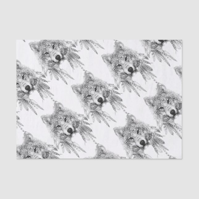 Papel De Seda Espírito tribal do lobo (Frente )