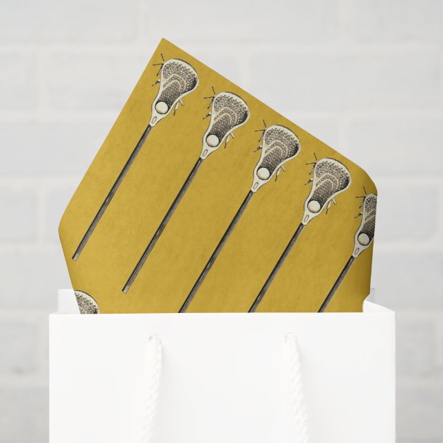 Papel De Seda Esportes de Lacrosse Dourado (Sacola de presentes)