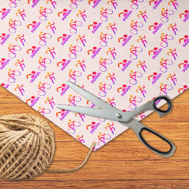 Papel De Seda Esportes de padrão rosa Triathlon