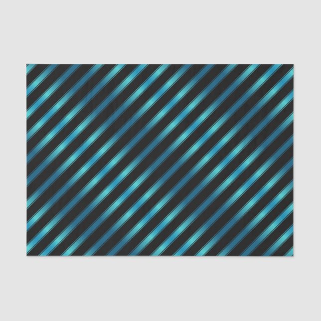 Papel De Seda Espumantes Metálicos Azuis Diagonais (Frente )