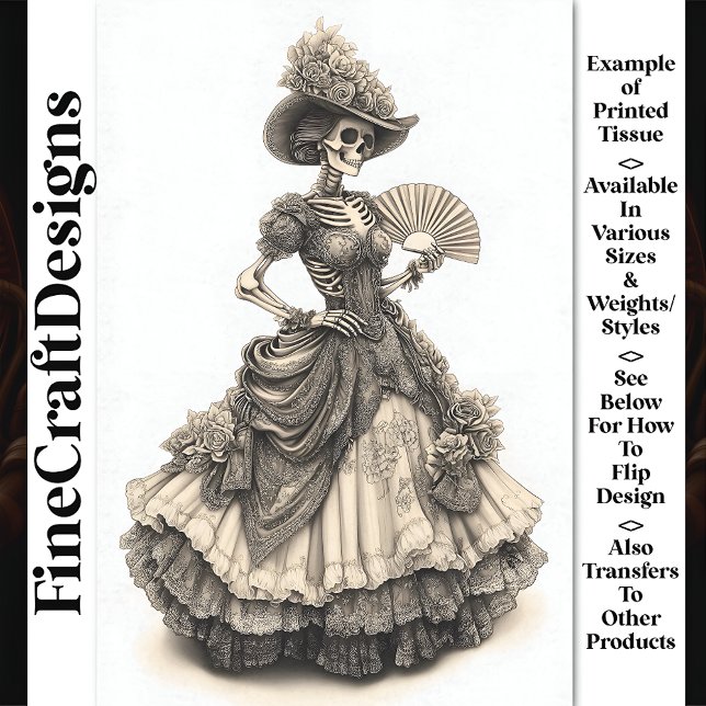 Papel De Seda Esqueleto Gótico Vitoriano Vestido AH9 Decoupage (Criador carregado)