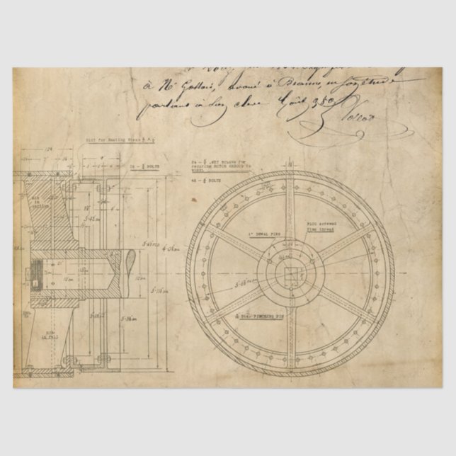 Papel De Seda Esquema Circular Mecânico na Desvinculação do Tom (Frente )