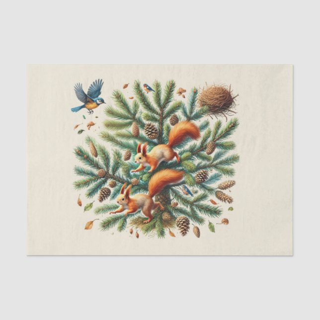 Papel De Seda Esquilo de animais de floresta (Frente )