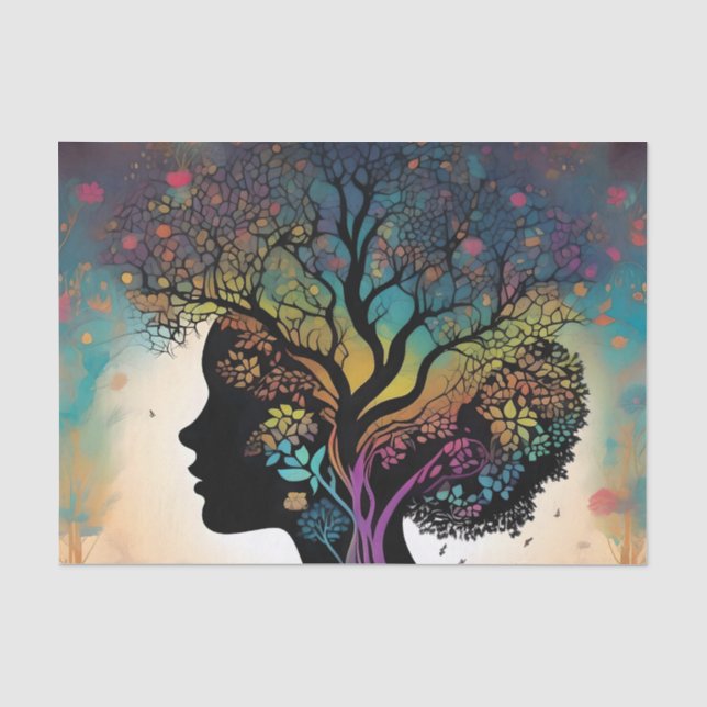 Papel De Seda **"Essência da Terra: Abstrato Mãe Natureza"* (Frente )