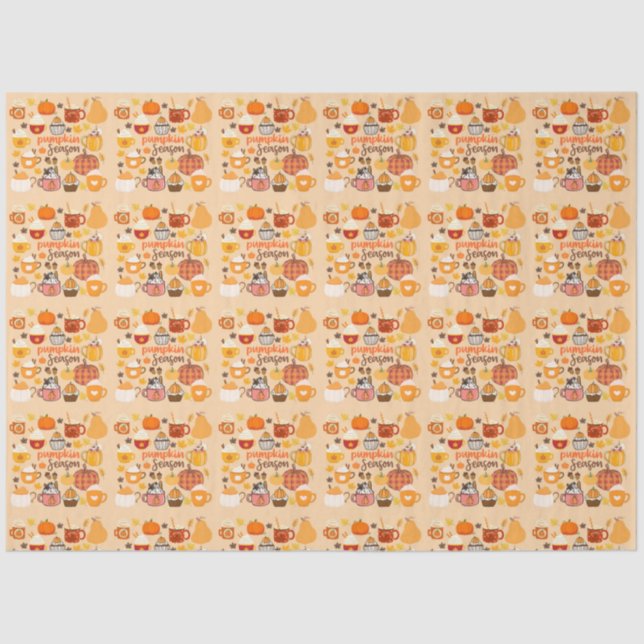 Papel De Seda Estação de Abóbora Separada (Frente )