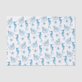 Papel De Seda Estaleiro Azul e Tema Costeiro Coral