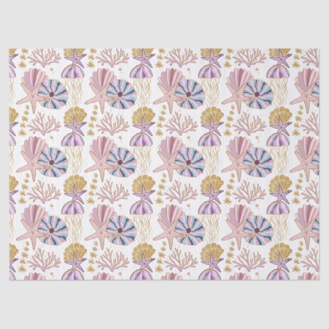 Papel De Seda Estaleiro Seashell Azul Roxo - Nuvem Náutica (Frente )