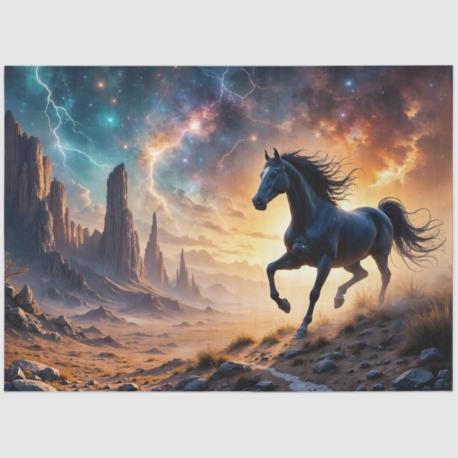 Papel De Seda Estalhão Negro no Deserto - estrelas relâmpagos (Frente )