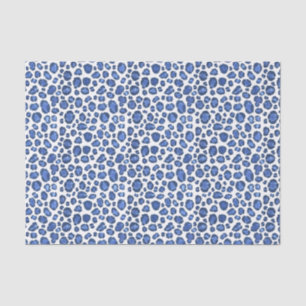 Papel De Seda Estampa de animal leopardo azul e branco pintada à