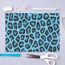 Papel De Seda Estampa de Animal Leopardo Guepardo Azul
