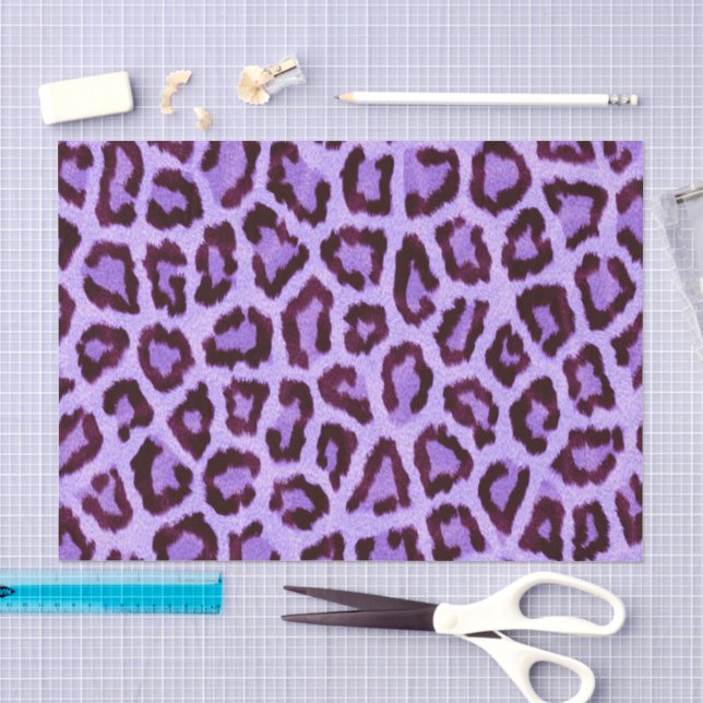 Papel De Seda Estampa de Animal Leopardo Guepardo Roxo (Arte )