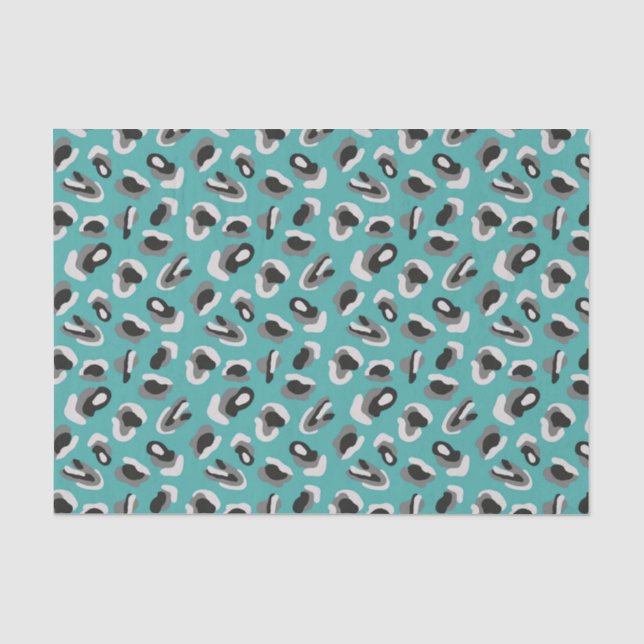 Papel De Seda Estampa de animal leopardo hortelã (Frente )