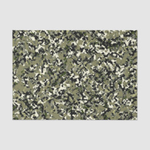 Papel De Seda Estampa de Camuflagem Verde Preto Legal