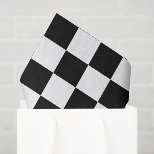 Papel De Seda Estampa Xadrez Preto e Branco (Sacola de presentes)