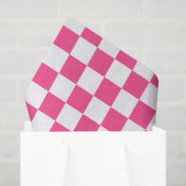 Papel De Seda Estampa Xadrez Rosa e Branco