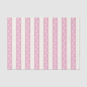 Papel De Seda Estampas de cães em faixas cor-de-rosa e brancas B