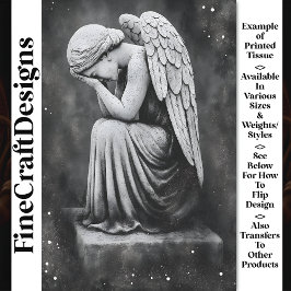 Papel De Seda Estátua Anjo Chorão Celestial AD5 Decoupage