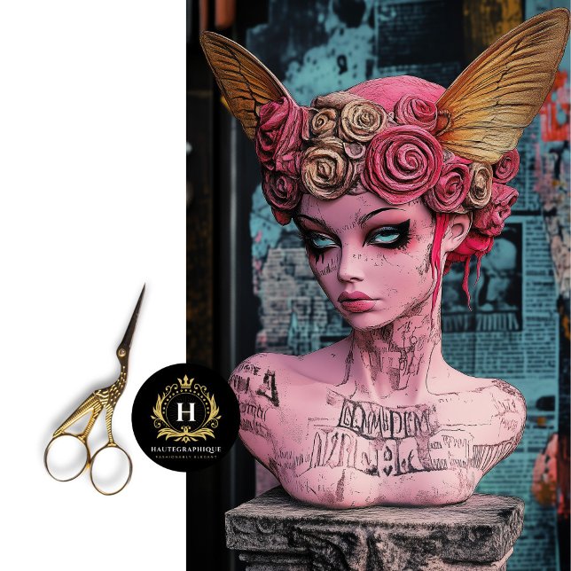 Papel De Seda Estátua de Gárgula Gótica Rosa Decoupage (Criador carregado)